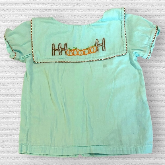 Pumpkin Smocked Square Bib Collar Top - Picture 1 of 5